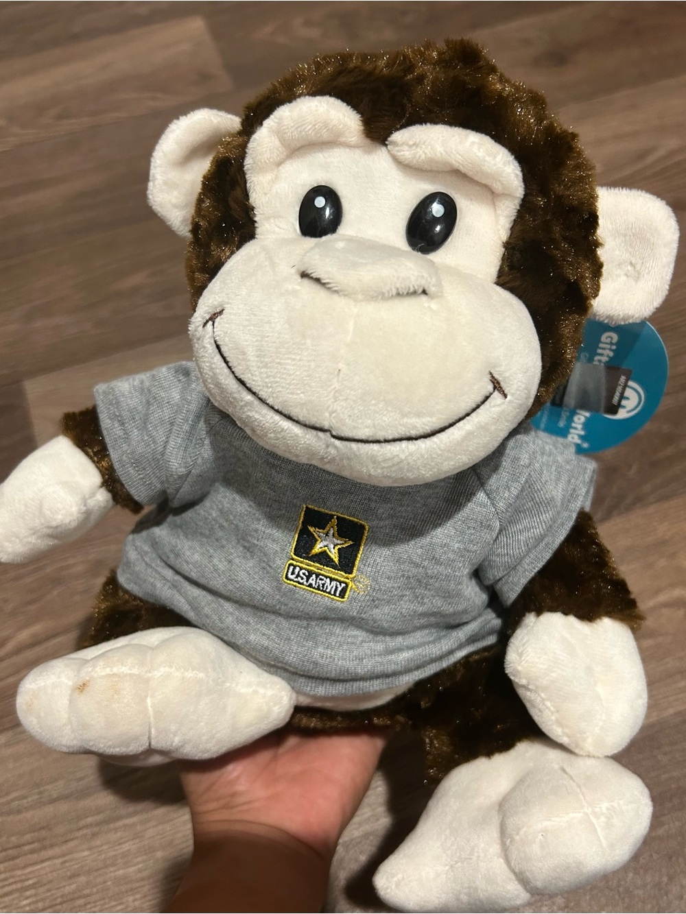 U.S. Army Brown and Gray Plush Monkey with Emblem